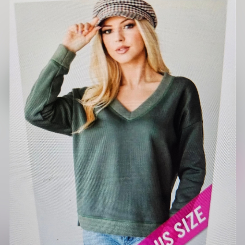 A Girl Thing Olive V-Neck Top